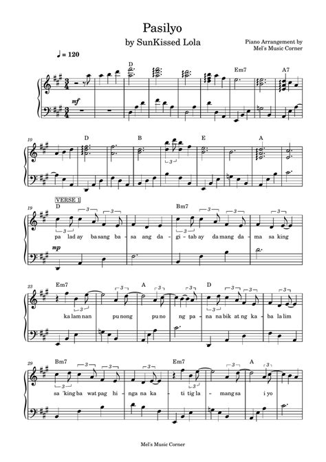 pasilyo chords piano|Free Pasilyo by Sunkissed Lola sheet music .